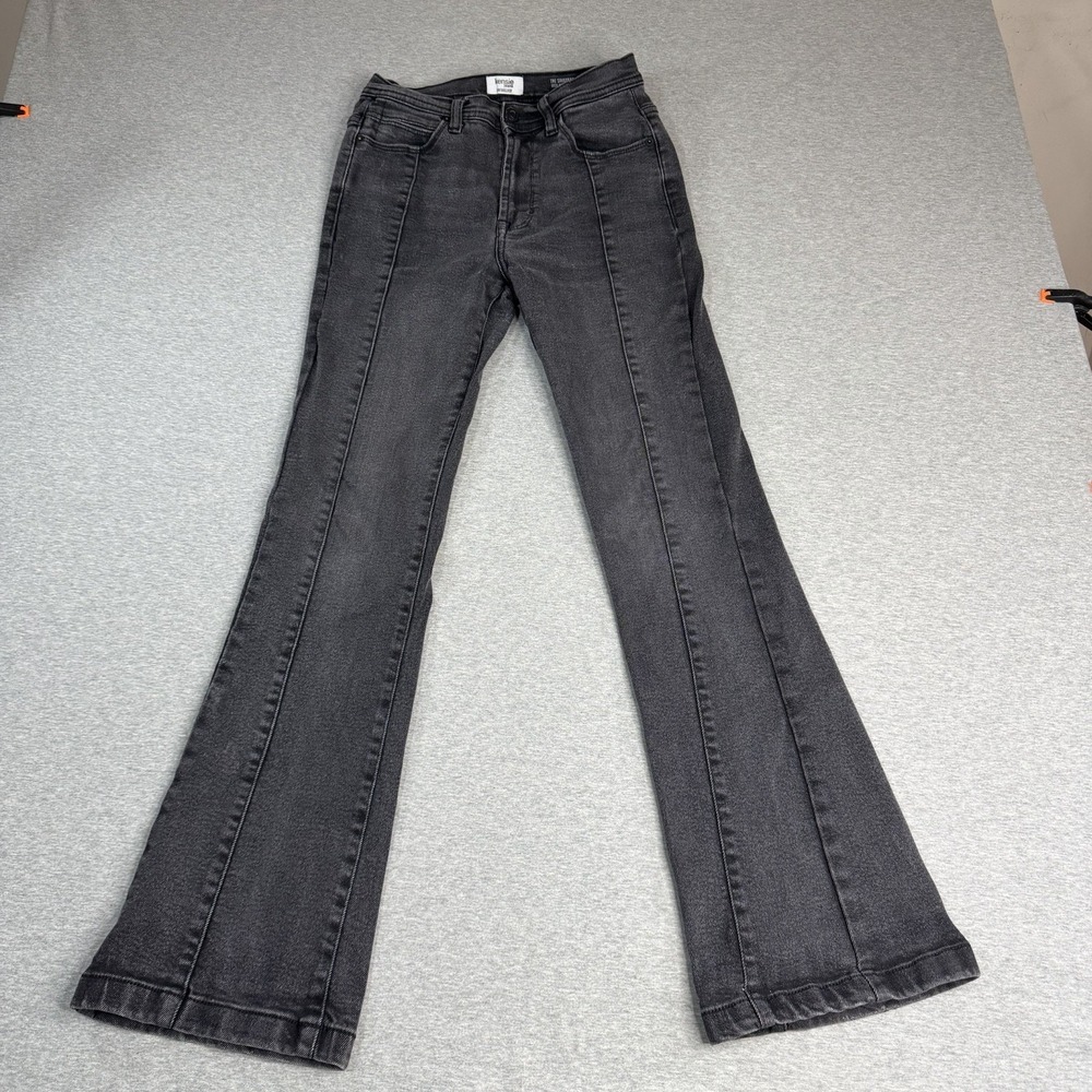 Kensie The Savannah High Rise Flare Jeans Gray 70s Bell Bottom Style 27x30